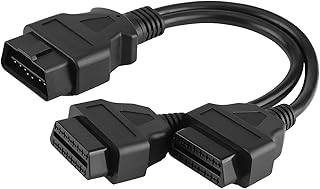 Qiilu OBD 2 16 Pin Extension Cable, OBD II Splitter Extension Y J1962 16 Pin Cable Male to Dual Female Cord Adapter