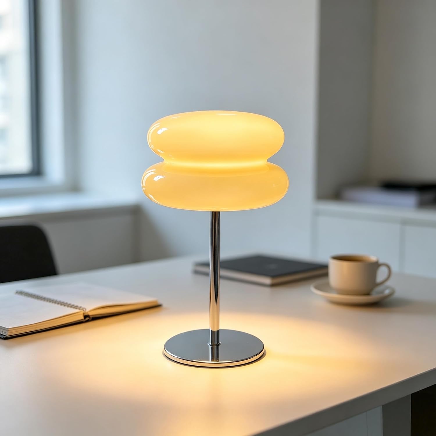 Mushroom lamp, Bedroom Medieval Modern Bedside Table lamp for Night Stands, Vintage dimmable Small Lamps, Cute Cool Desk Lamps Home Room Aesthetic Decor for Living Room(Cream)