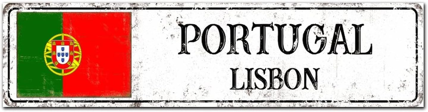 Madcolitote Rustic Portugal Wood Signs Portugal Flag Street Custom Signs Outdoor Metal Vintage Country Patriotic Decor Wood Plaque Country Souvenir Wall Art Wall Decor 6x24in
