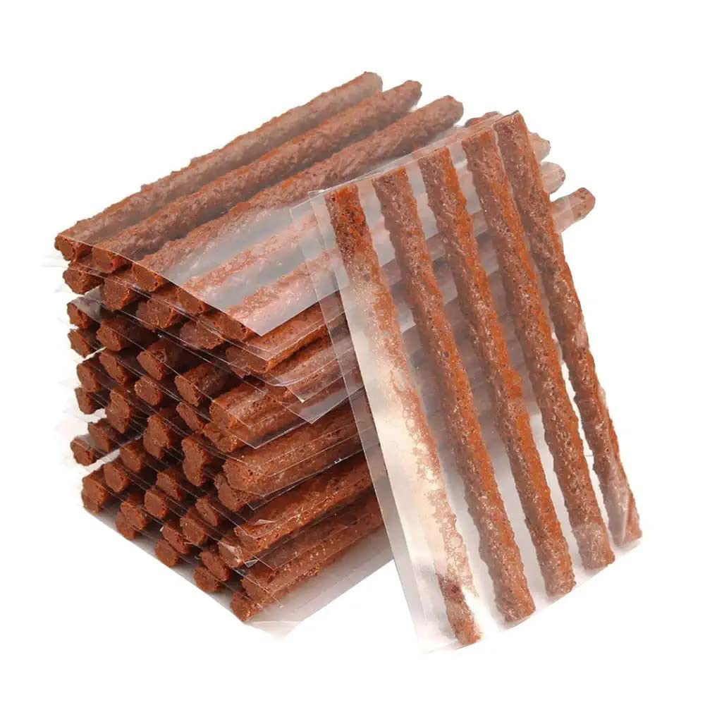 MAKINGTEC 250 Pcs Brown Tire Repair Strings,Emergency Tubeless Tire Puncture Repair Strip Strings Kit, 100mm x 6 mm Automotive Tool Tire Repair Rubber Plugs for Tires Car, Bike, Wheelbarrow, Mower