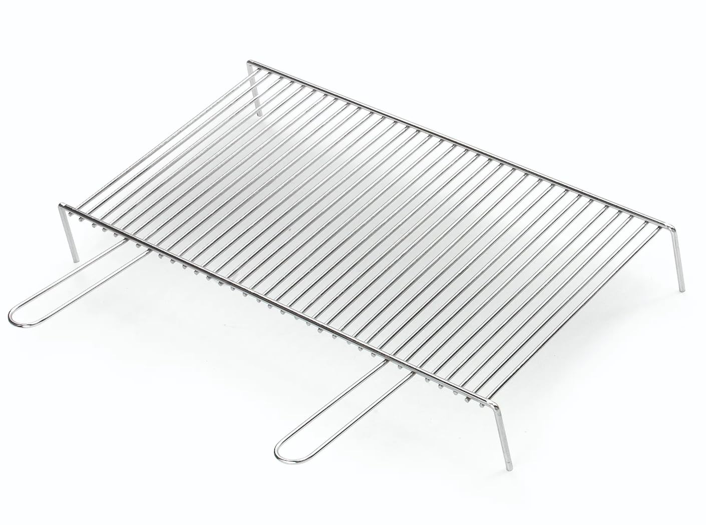 Griglia per Barbecue in Acciaio Cromato con Manici, Graticola per Camino con Piedini, per Carne e Verdure (60x40 cm)