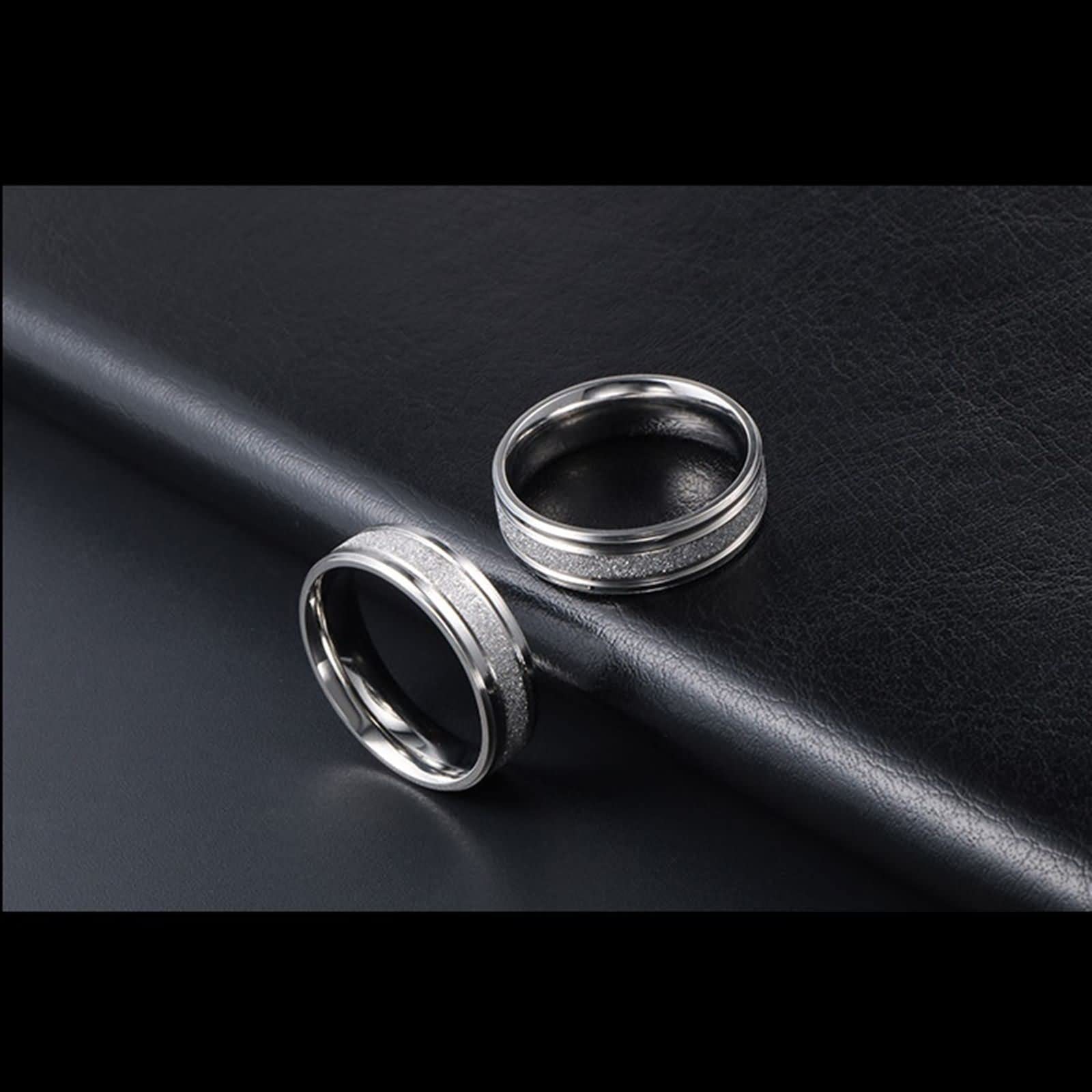 Anillo Hombre Anillos Mujer,Anillo Personalizado Pareja Anillos Unisex Acero Inoxidable 6.6MM Anillo Plata con Redondo Mate Anillo Promesa Pareja