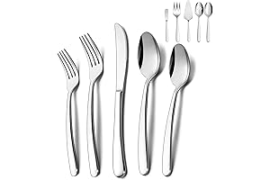 HaWare 45 Pieces Heavy Duty Silverware Set with Serving Utensils