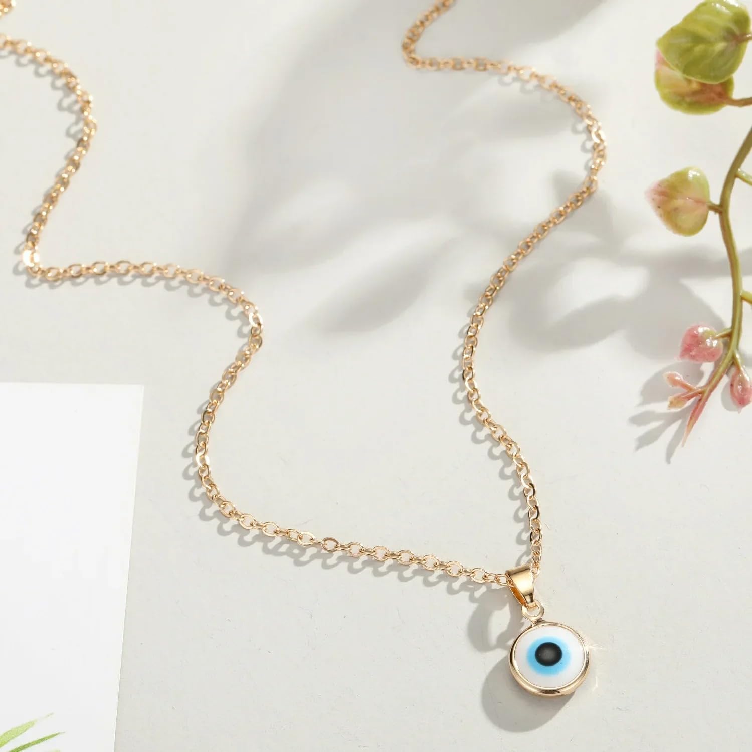 Collar de mal de ojo para mujeres y niñas, plata de ley 925 con colgante azul marino profundo, gargantilla turca de cristal, oro,