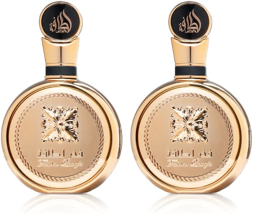 Lattafa Eau de Perfume, Unisex, 3.4 Ounce | Fakhar Gold Extrait | Spray Format | Pack of 2