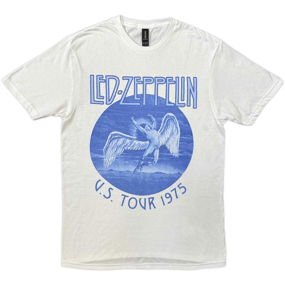 LED ZEPPELIN TOUR 75 BLUE WASH T-Shirt XX-Large WHITE