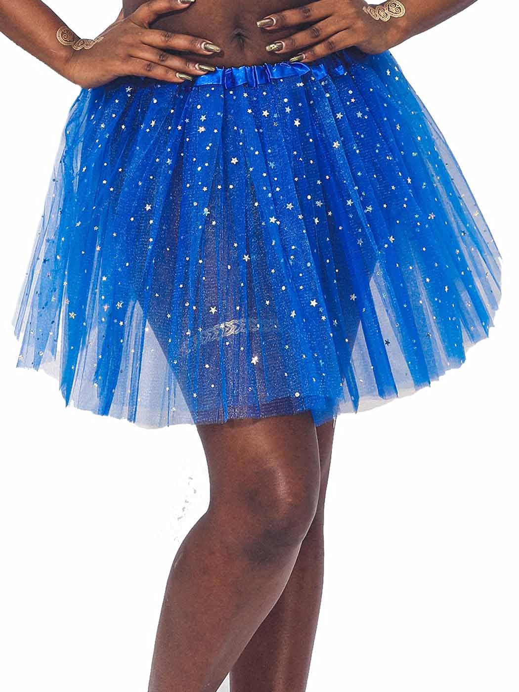 TWINKLEDEWomen's Tulle Ballet Tutu Skirt Glitter Sparkle Layered Tutu Skirts with Stars for Women