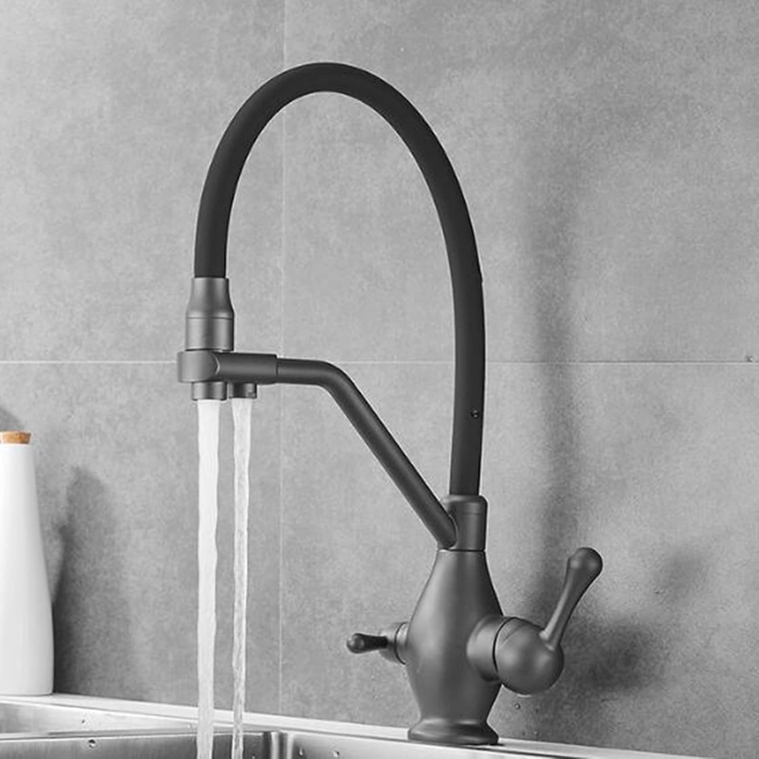 Rubinetto con filtro dell'acqua a 3 vie in ottone miscelatore multifunzionale da cucina rubinetto per acqua potabile grigio - Migliora la qualità dell'acqua e la convenienza per uso domestico
