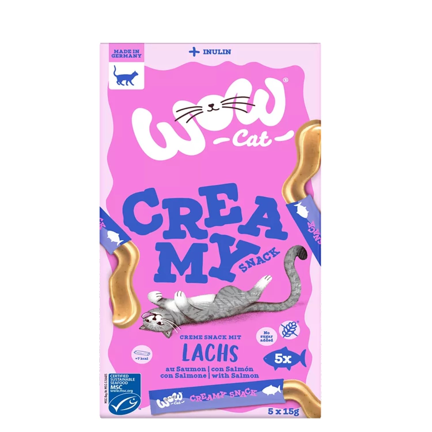 Wow Snacks | Golosinas para Gato | Variedad Creamy | Varios Sabores | (11x5x15Gr, Salmón)