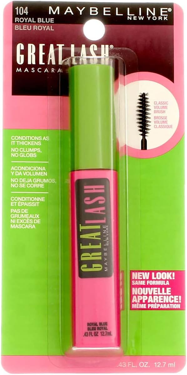 ¡¡PAQUETE DE 3!! Maybelline #104 Royal Blue Great Lash Mascara .43 fl.oz CADA UNO