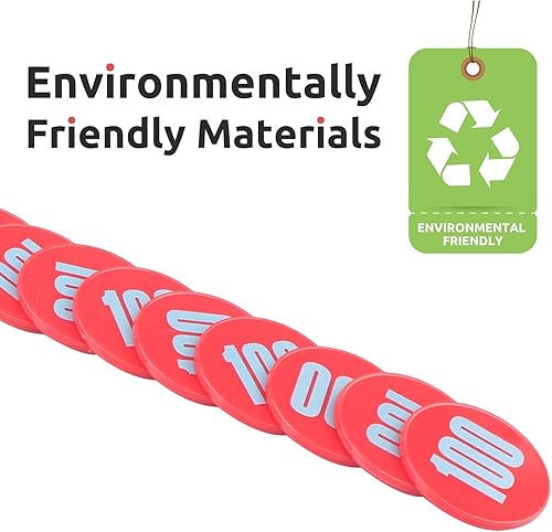 Vista 18 de Juego de 100 fichas de póquer – Monedas circulares de plástico de 1.58 pulgadas para juegos y contar, 0.16 oz cada una, accesorios perfectos