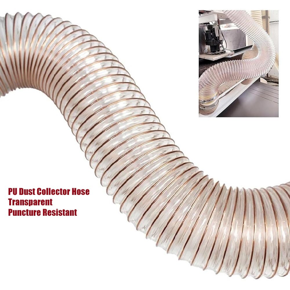 Manguera de recogida de polvo de poliuretano transparente, conducto flexible de 2 a 11 pulgadas para sistemas de extracción de humos y aspiración de carpintería, 5 m, 20 mm de diámetro