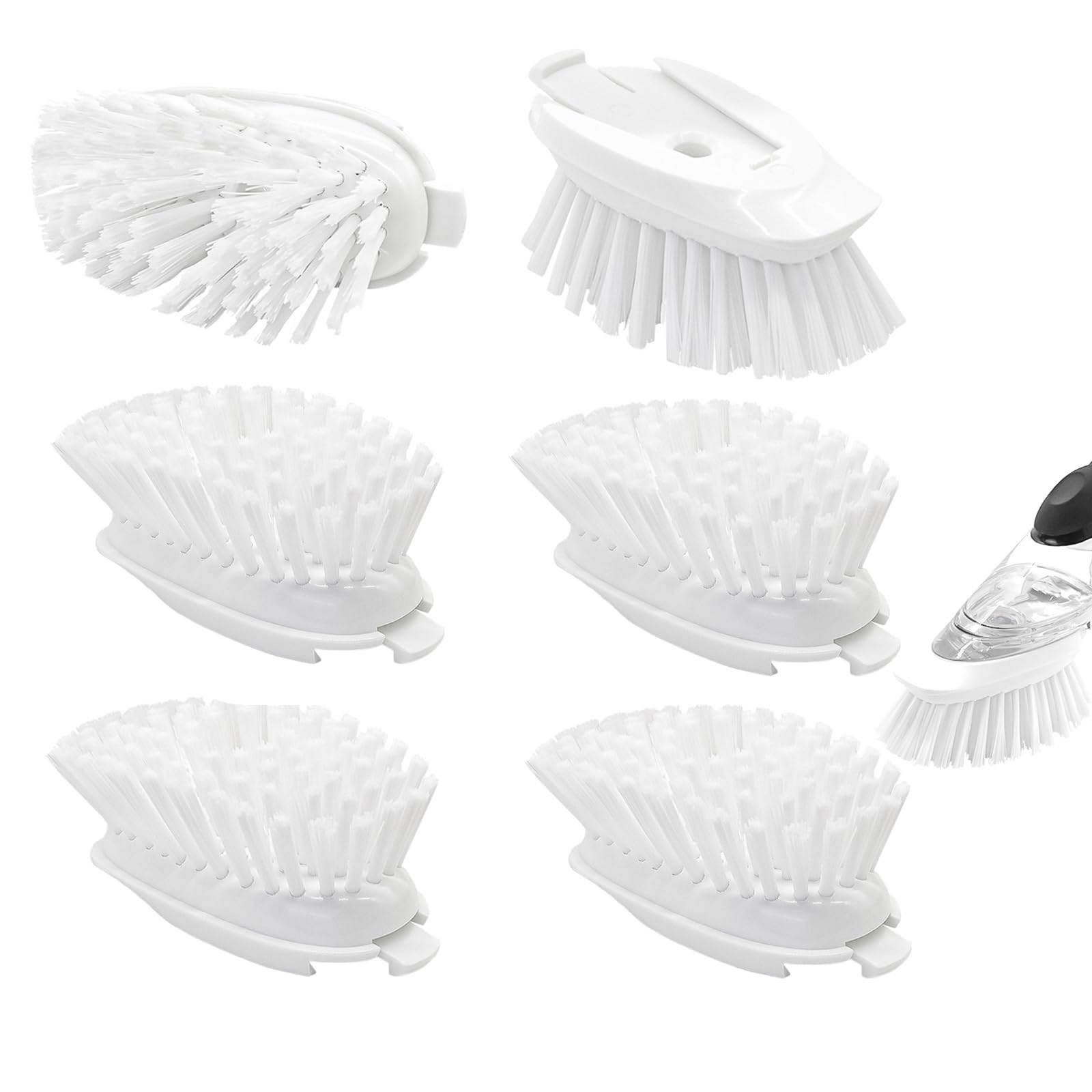 Paquete de 6 cabezales dispensadores de jabón de limpieza de recambio para estropajo o cepillo de platos OXO, Blanco