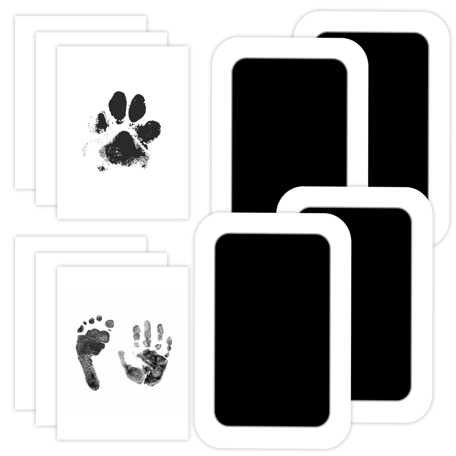Woobroo Inkless Hand & Footprint Kit, Paw Print Kit for Dog Cat, 4 Inkless Print Pads, 8 Imprint Cards, Paw Print Stamp Pad, Family Keepsake Gift