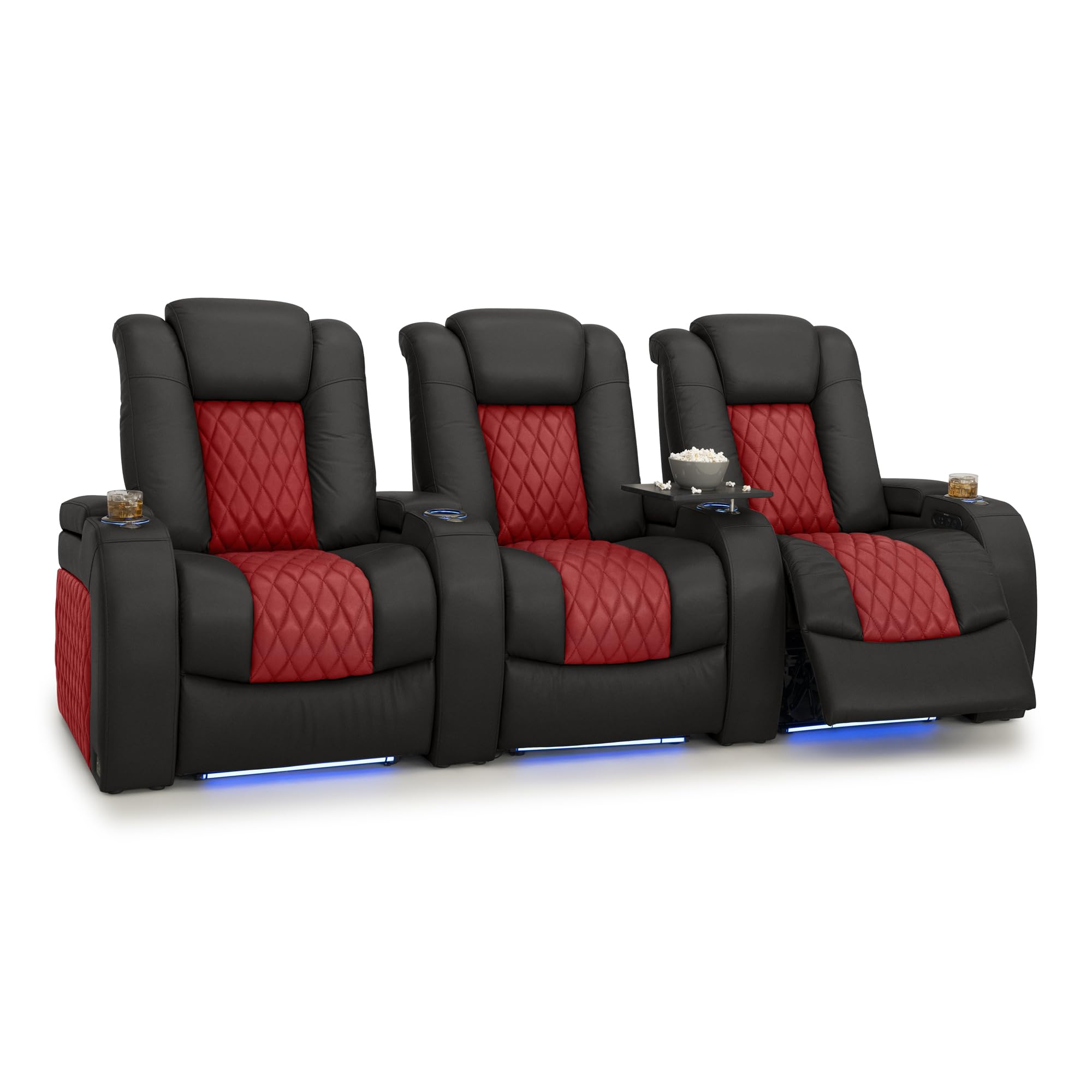 Seatcraft Diamante Home Theater Seating Black/Red Row of 3