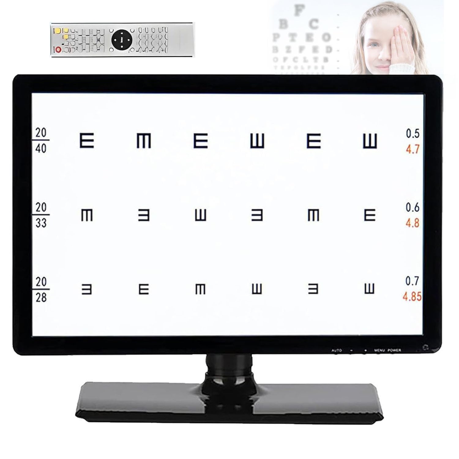 Digitale Sehtafel (18,5"/21,5"/23"), Sehtestgerät mit LCD-Bildschirm und Fernbedienung für Augenuntersuchungen(21.5in)