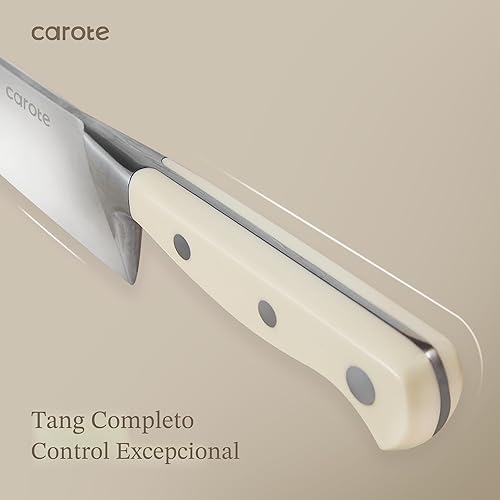 Miniatura 4 de CAROTE Juego de cuchillos de 14 piezas con bloque, forjado, acero inoxidable de alto carbono, juego de cuchillos de bloque de hoja afilada,