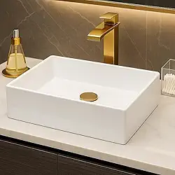 Cuba Para Banheiro Pia de Sobrepor 40cm Branca de Apoio Lavabo Lavatório Retangular Mármore Sintético