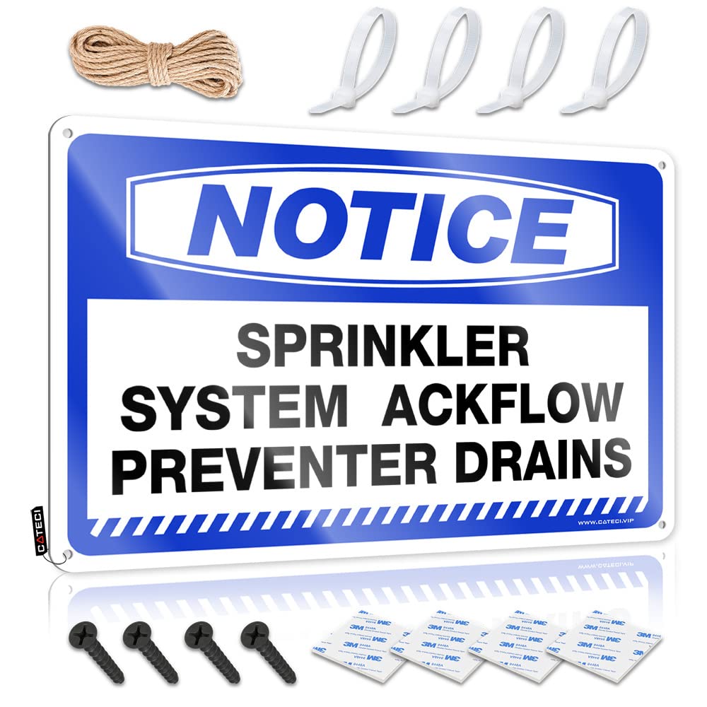 STWNVOITV Gaming Metal Tin Decor Notice Sprinkler System Backflow Preventer Drains Tin Sign Garage Tin Sign Bar Sign For Outdoor Bar(20X30CM)
