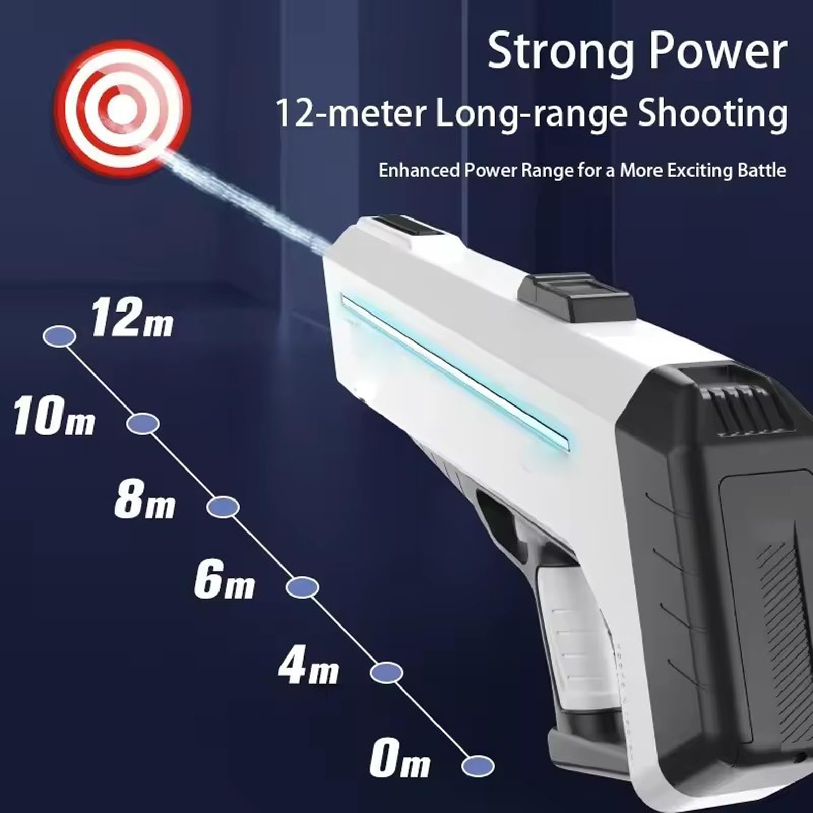 RapidJet Pro - Electric Pulse Water Gun, Automatische Nachfüllfunktion, 7 Farben LED-Lichteffekte Wasserpistolen mit 10 Metern Reichweite, Sommer Outdoor Spielzeug für Erwachsene und Kinder (Schwarz)