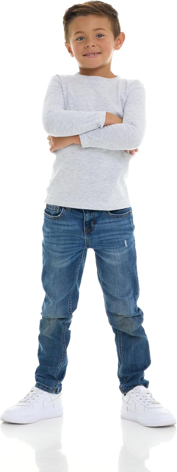 Cudlie 5-Pack Toddler Boys’ Solid Long Sleeve Tees– Five Timeless Cotton Blend Crewnecks in Rich, Modern Colors - Image 4