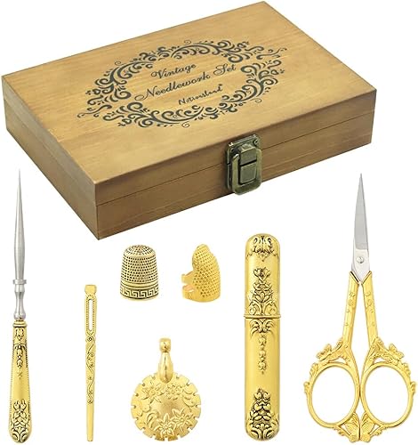 Juego de tijeras de bordado vintage, herramientas de costura de acero inoxidable de estilo europeo para costura, manualidades, trabajos de arte,