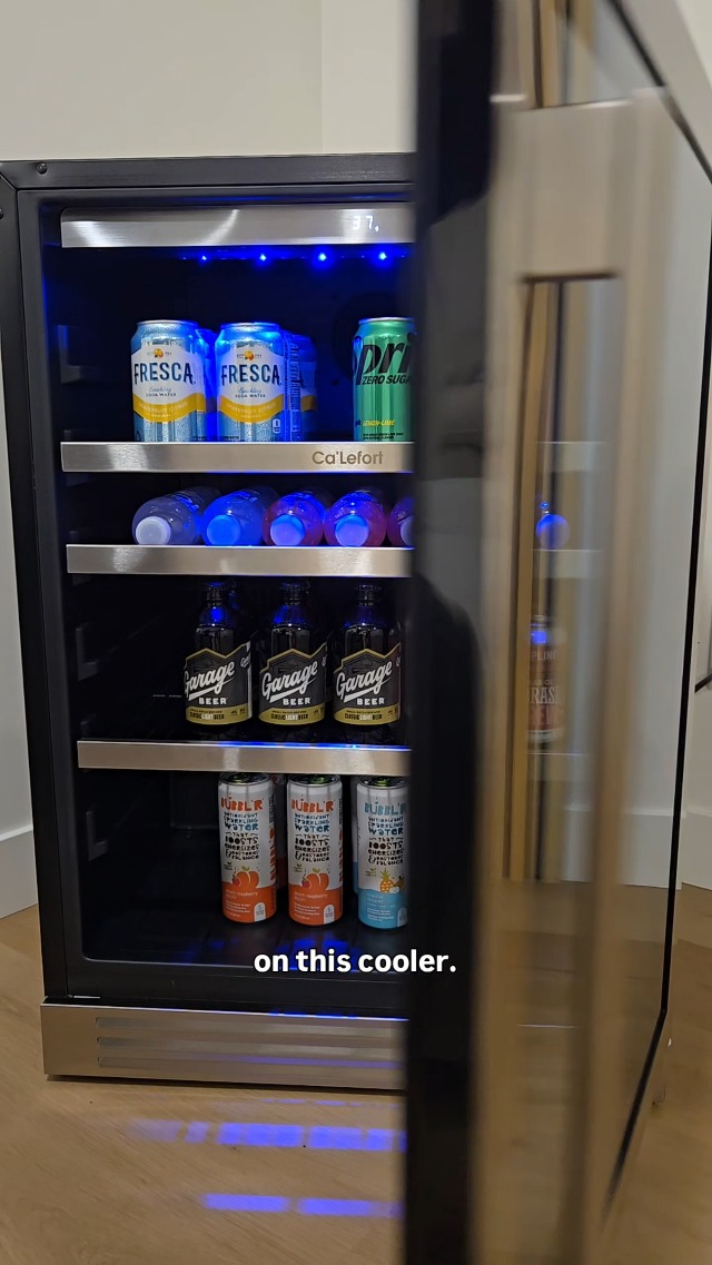 Image of Ca'Lefort Beverage Refrigerator Cooler - 24 Inch Beverage Fridge Under Counter 180 Can with Glass Door, Freestanding or Built-in with 3 Color LED, Drink Cooler for Beer Soda or Wine (Right-Hinged)