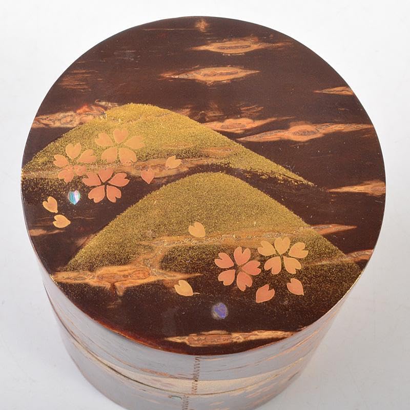 茶道具越前塗中出松峰作螺鈿装飾遠山桜蒔絵桜中次棗