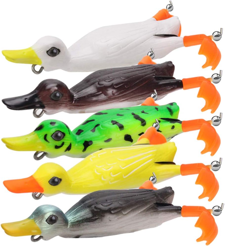 Darhoo 5 PCS Fishing Lures,Topwater Snakehead Soft Duck