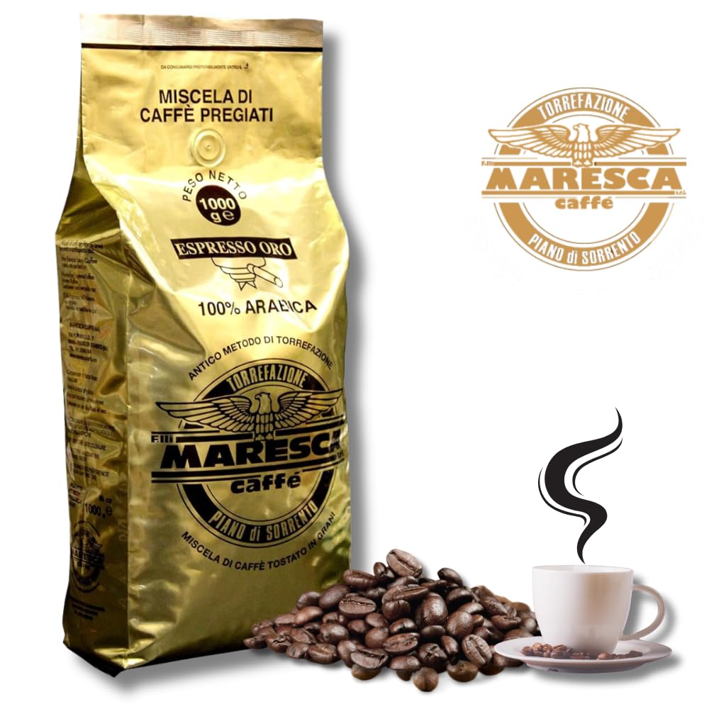Caffè Maresca - 100% Arabica-Mischung - 1 kg Kaffeebohnen - Handgeröstet in Italien - 1 kg Packung mit Aromaschutzventil - Maresca caffe (Packung mit 2)