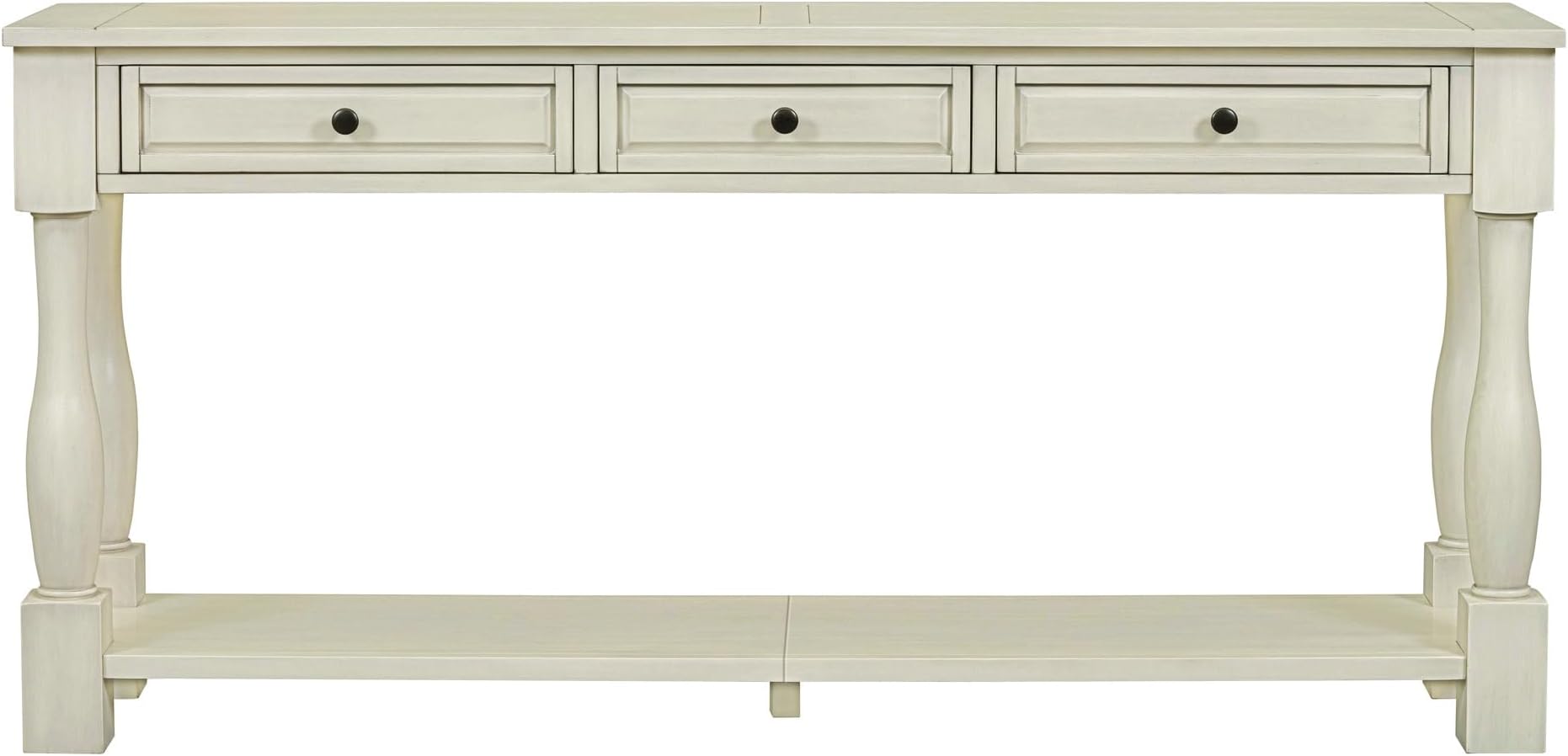LUMISOL 64 inch Long Console Sofa Table with 3 Drawers and Bottom Shelf, Hallway Table Entryway Table for Living Room, Easy Assembly (Antique White).