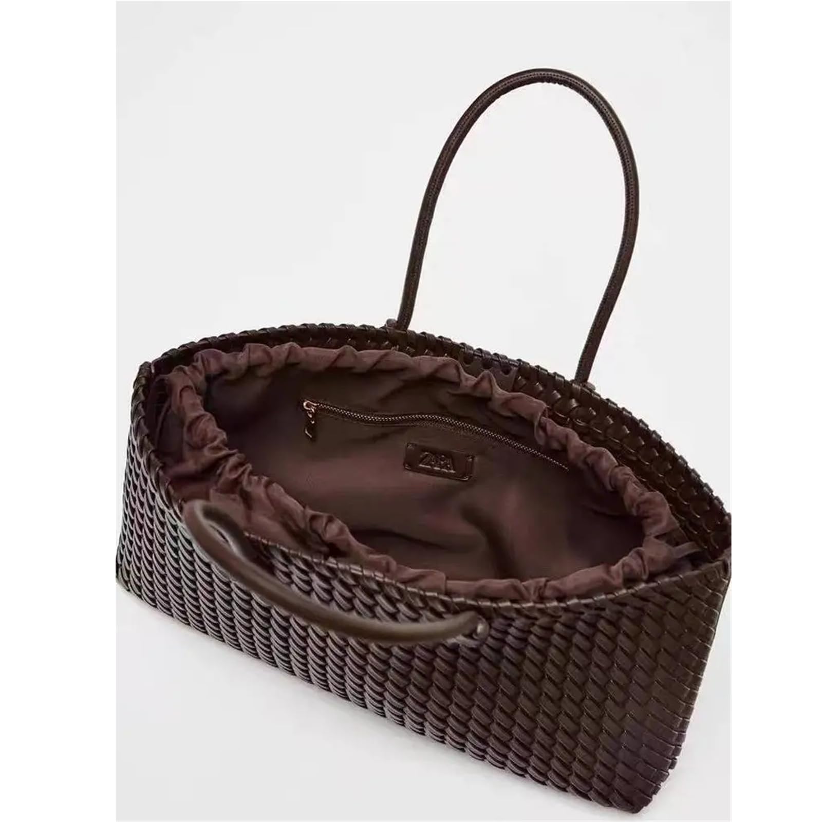 Borsa a tracolla intrecciata a cestino, grande, capiente, da donna, modello singolo, primavera estate