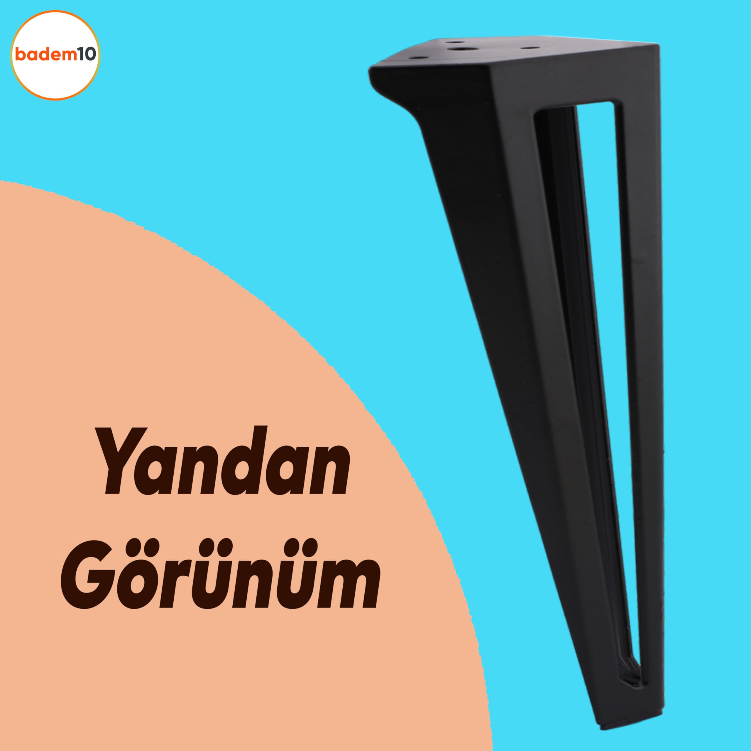 Badem10 Ovit Koltuk Baza Sehpa Masa Ayağı Metal Ayak 20 Cm Siyah