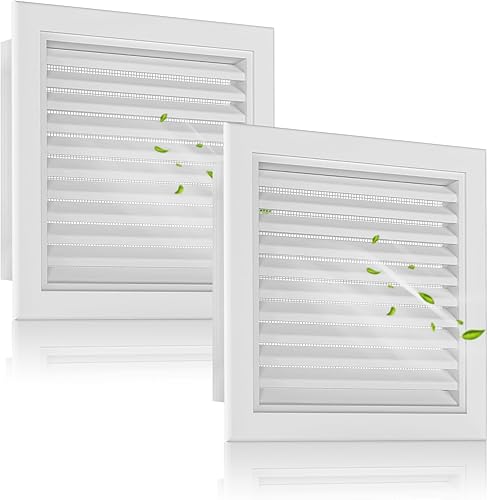 Paquete de 2 Rejillas de Ventilación de Frontón de Aluminio Premium de 10" x 10" con Malla, Diseño Pintable - Ideal para Ventilación de Ático y