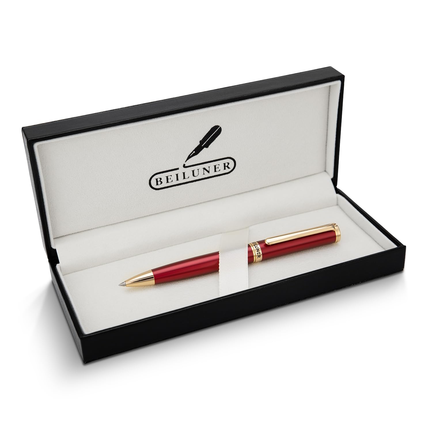 BEILUNERLuxury Ballpoint Pens with 24K Gold Trim,Stunning Luxury,Red Finish,Germany Schneider Pen Refill,Professional Executive Pen- Set for Men & women