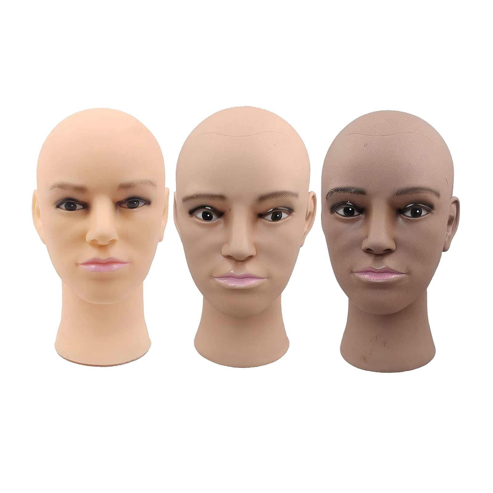 Peruka Dokonywanie łysy Manekin Head Wig Hat Display Display Model głowy, PVC(Dark Coffee)
