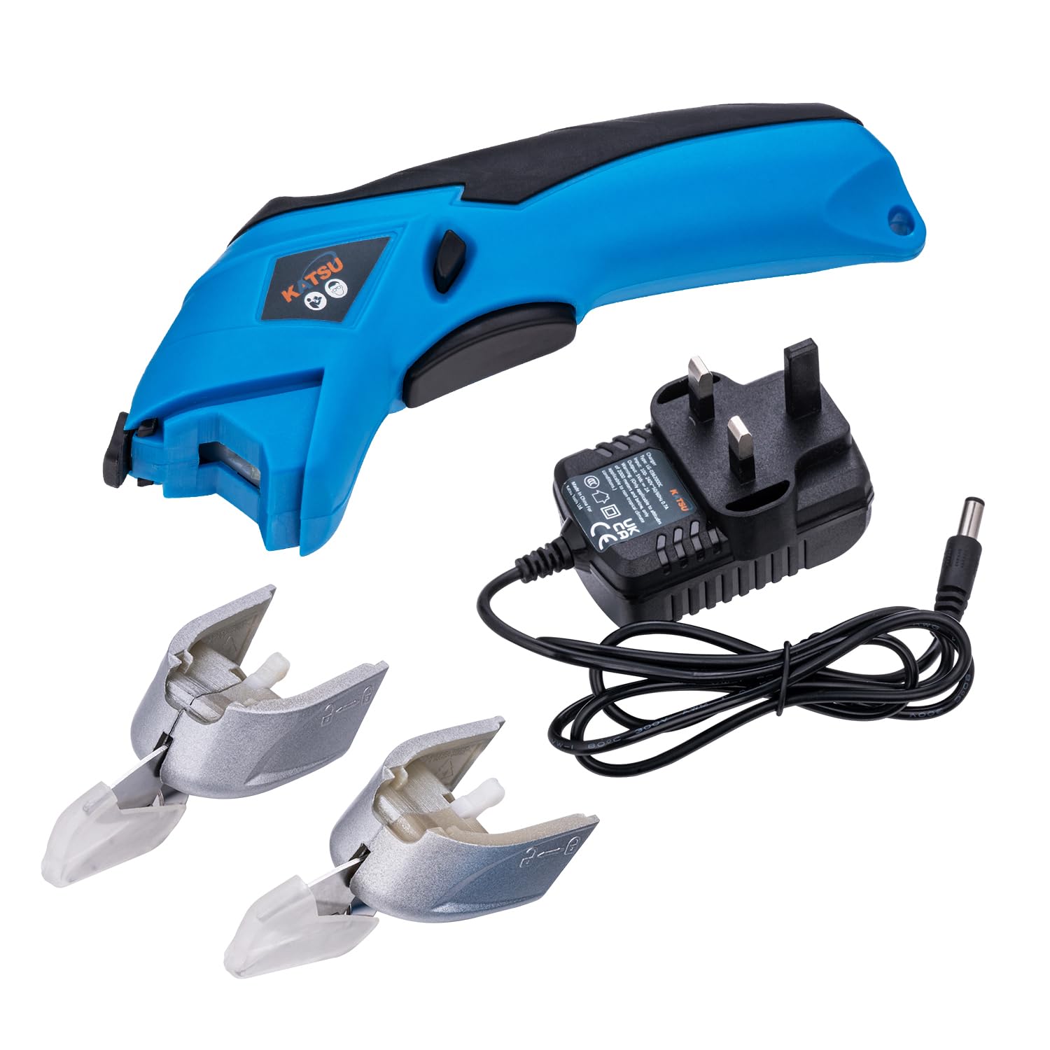 KATSU Tools Tijeras para Tela Eléctrica 3,6V Cortador de Tela Inalámbrica Ecargables con 2 Cabezas de Corte de Aleación de Acero, para Papel Cartulina Cuero Alfombra