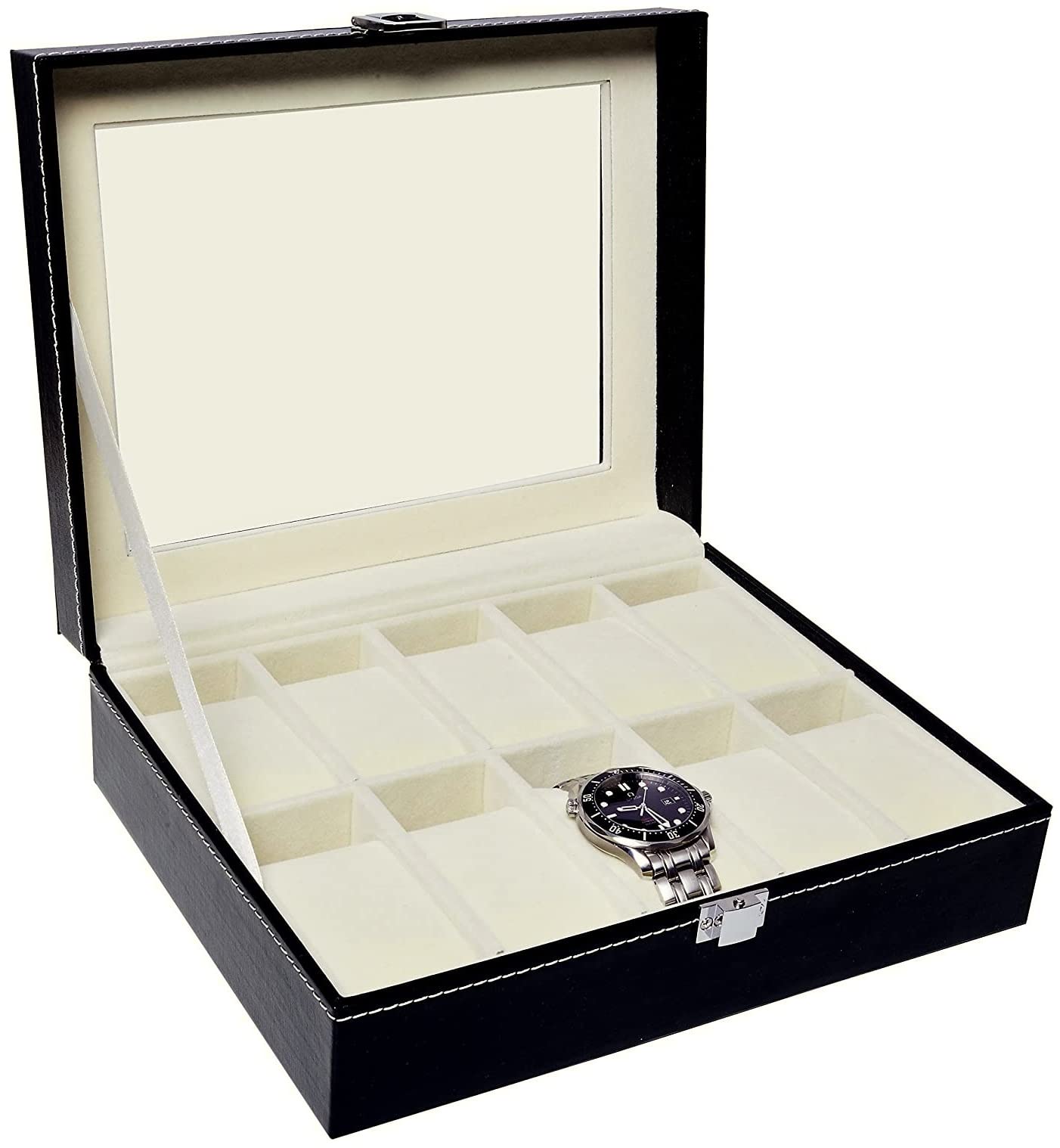 AUGEN Watch Case, 10 Slot Watch Box PU Leather Watch Organizer Case, for Men and Women Perfect Valentines Day Gifts (B0BTZ1RBZW) Amazon Price History, Amazon Price Tracker