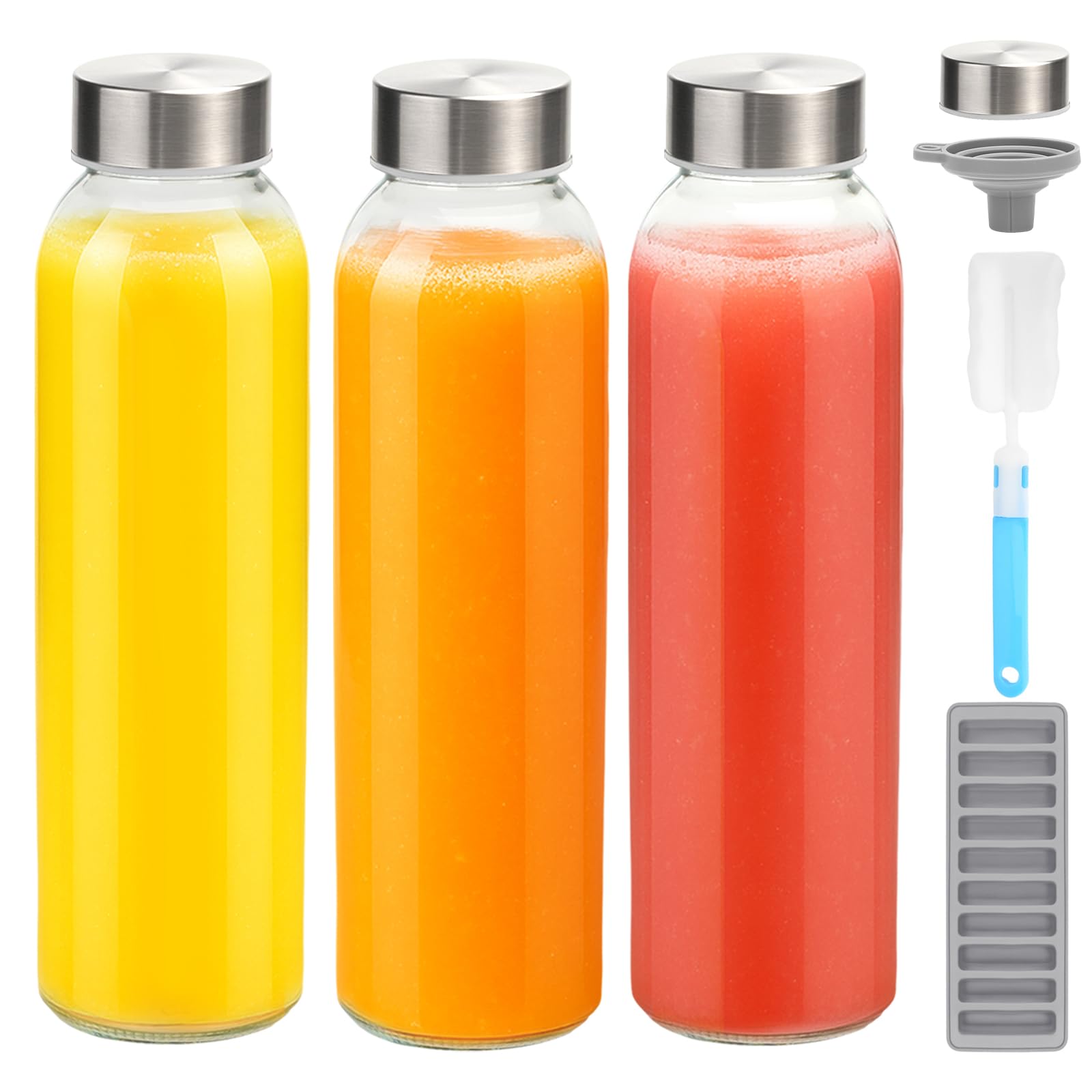 Amazon.com: Zukro Glass Water Bottles with Lids 18 oz, 3