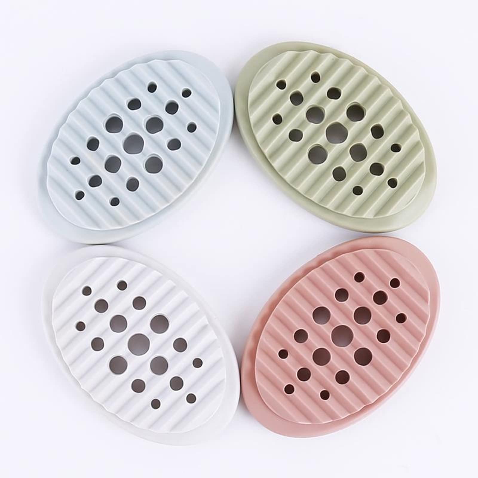 Mockery Soap Holder Tray with Drain Holes for Shower Scrubber Bathroom Kitchen Sponge, Self Draining Non-Slip Stand Soap Holder, Silicone Drainer Dish (Random Color, Pack of 2)