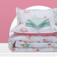 Vista 33 de SLEEP ZONE Juego de edredón de 5 piezas para niños, tamaño individual, súper lindo y suave, ropa de cama para niños en una bolsa, juego de 5 piezas