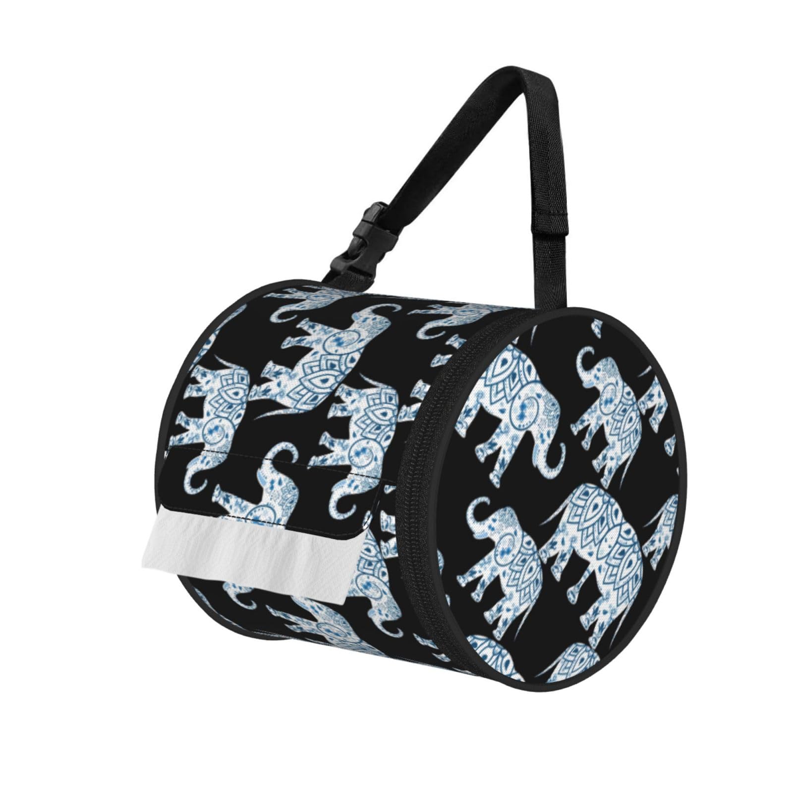 Elephant Printed Pet-Proof Toilet Roll Bag, Durable Oxford Cloth with Handle for Travel Tent Kitchen