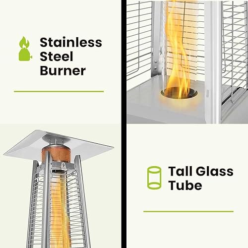 Miniatura 5 de Calentador de espacio de propano para patio al aire libre, calentador de propano piramidal de 48,000 Btu, calentador para exteriores, calentador