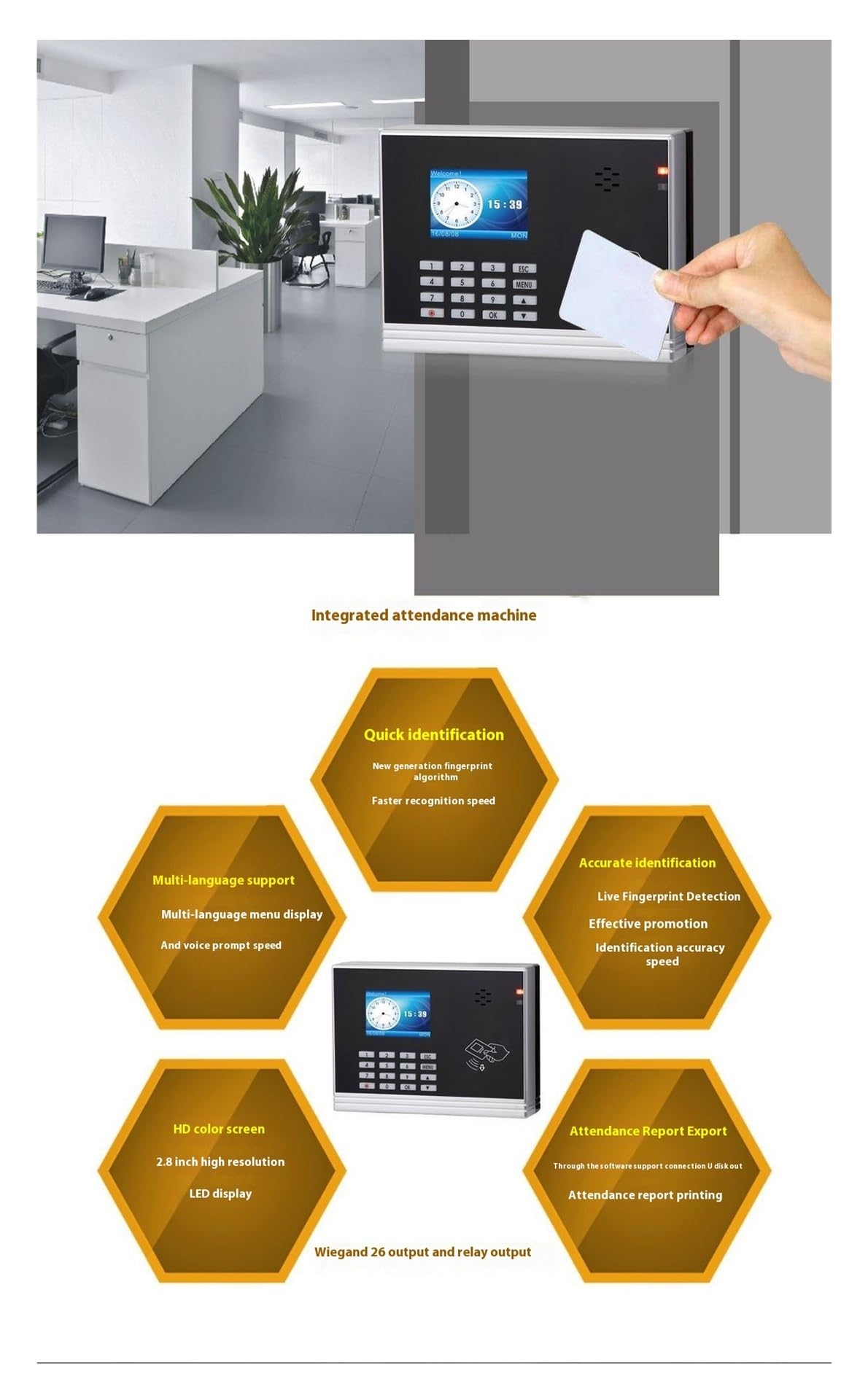 TD300 Kartenanwesenheitsmaschine, Ausweis-Mitarbeiteruhr im Gerät,Flexibel