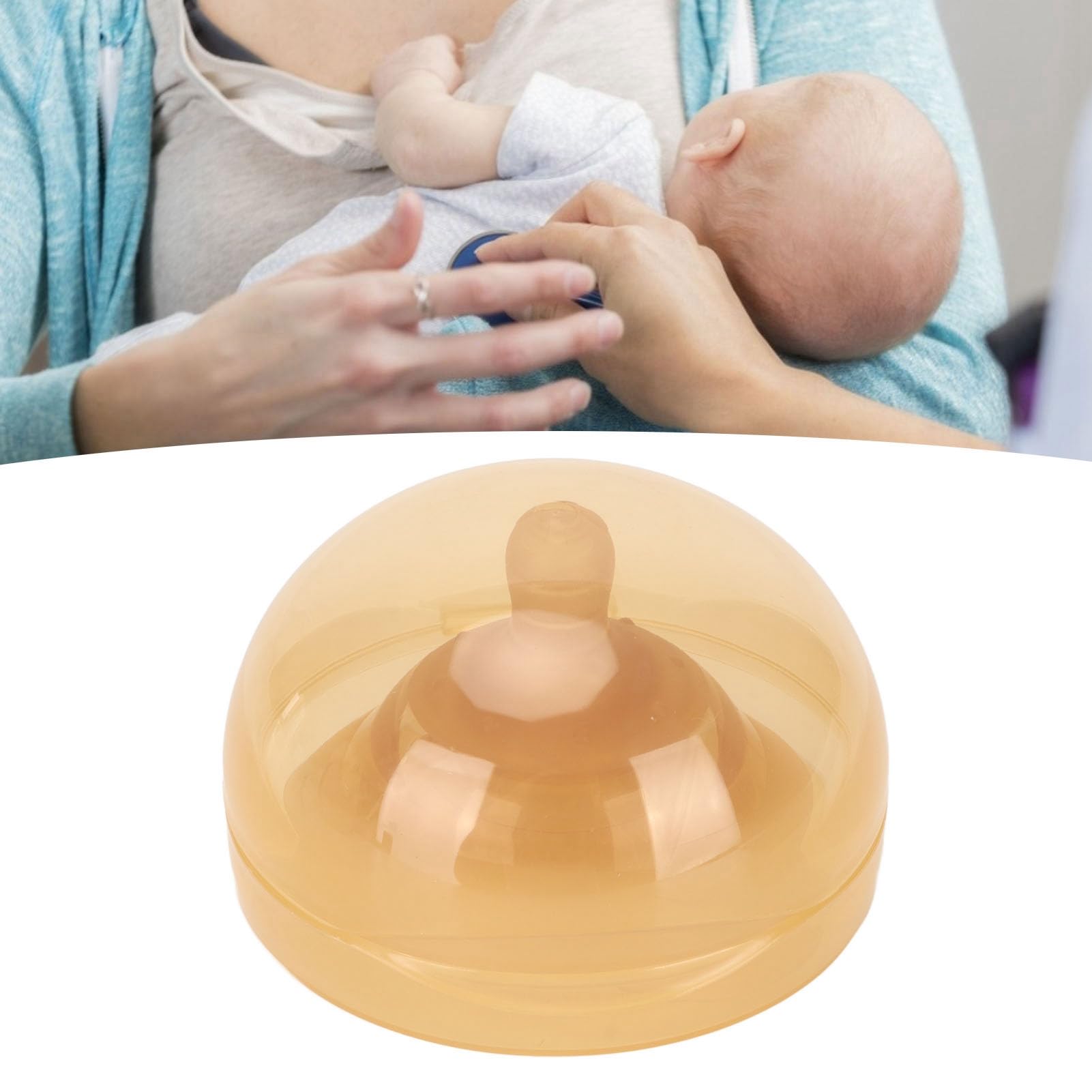 Paracapezzoli in silicone, morbide coperture per l'allattamento adatte alle mamme con capezzoli piatti o introflessi, custodia portatile per un facile trasporto.