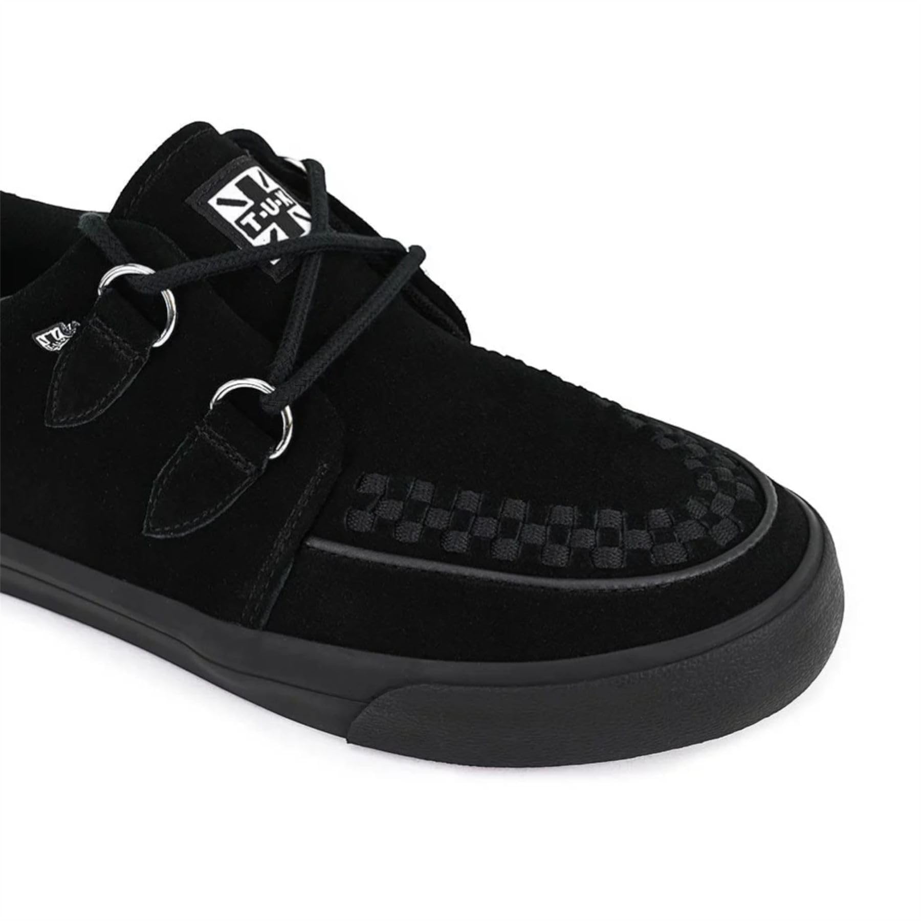 Pointed Creeper Sneaker - Zapatos de plataforma de gamuza negra