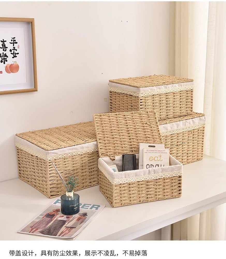 Amazon｜POERDS 収納ボックス 蓋付き収納ボックス かご 収納