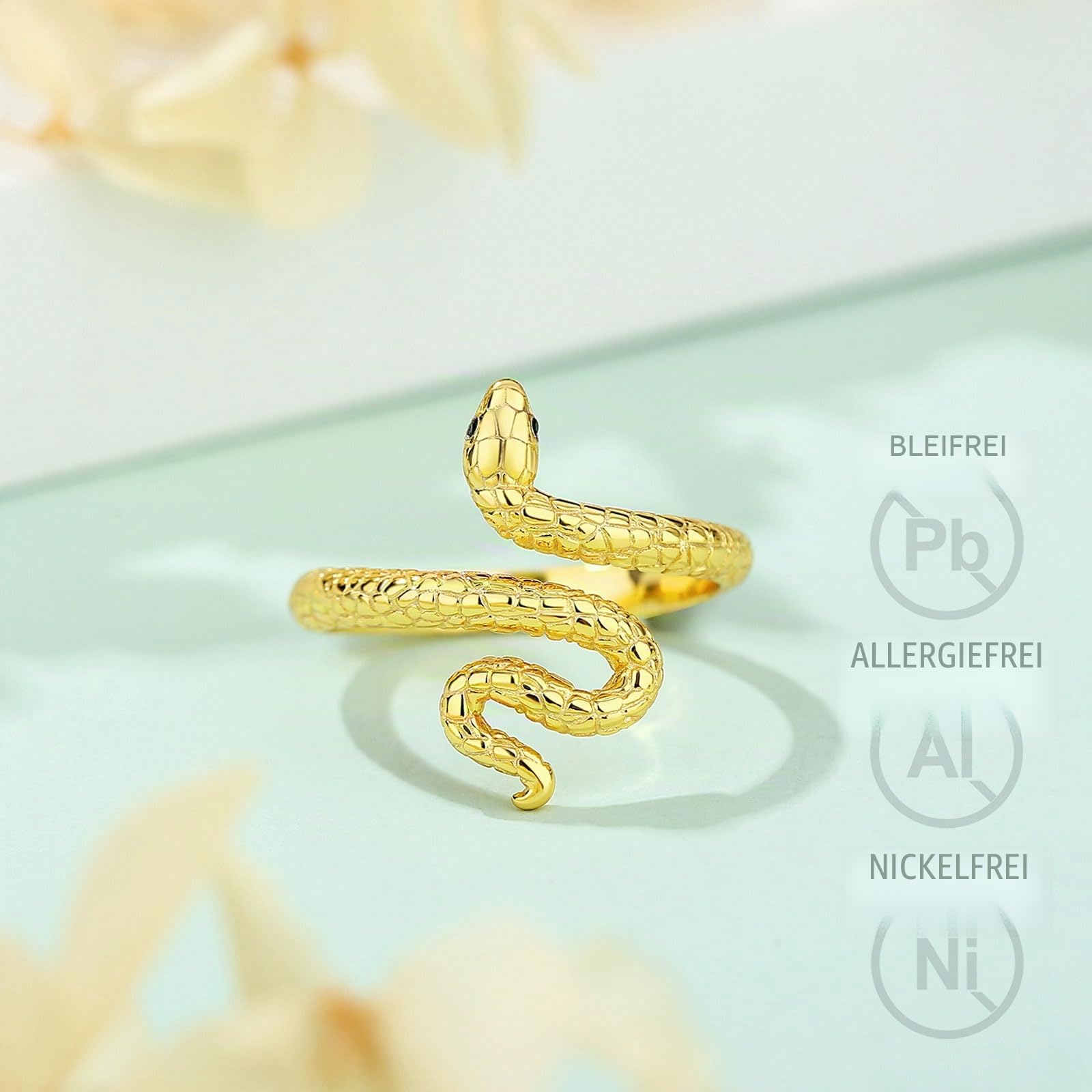 S925 Sterling Silber Schlange Ring für Damen Herren, Vintage Verstellbarer Schlangen Ringe Offener Ring Mit Schlange Schmuck, Geschenk für Herren Frauen
