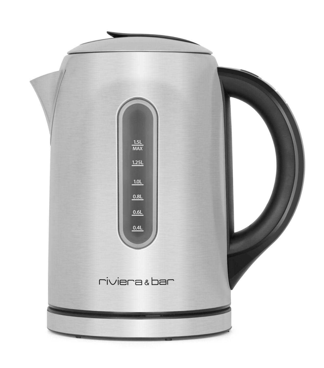 riviera&bar Bouilloire LOUNA à Température Réglable - Inox Satiné, Écran Rétroéclairé, Socle Pivotant 360°, Sécurité Anti-Surchauffe, Maintien au Chaud 30 Min - 1,5L - Inox