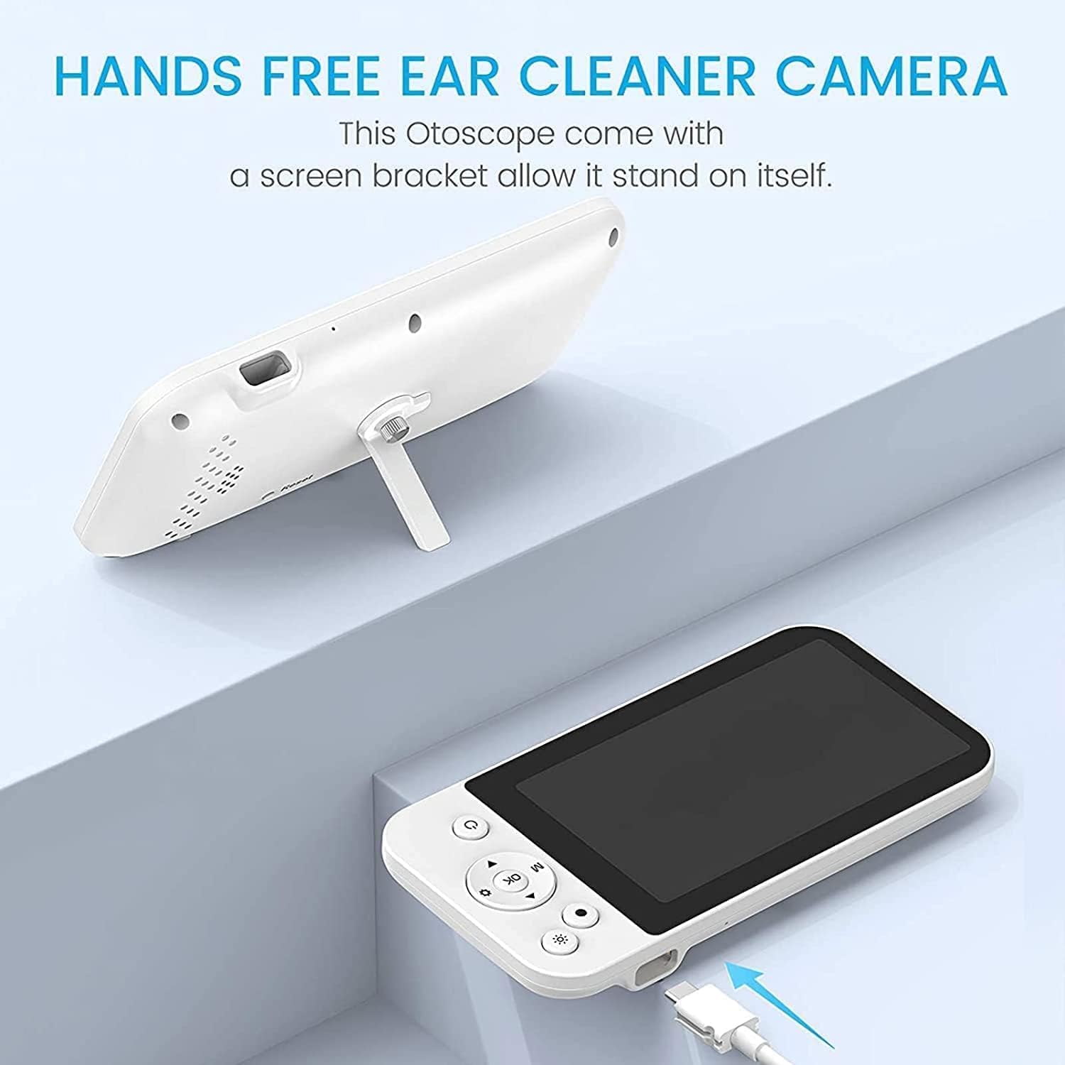 Cámara Otoscopio Digital USB Portátil, Otoscopio de 3,9 Mm con Pantalla de 5 Pulgadas, Pantalla HD 1080P, Limpiador de Oídos, Eliminación de Cera de Oído con Cámara para Niños Y Adultos